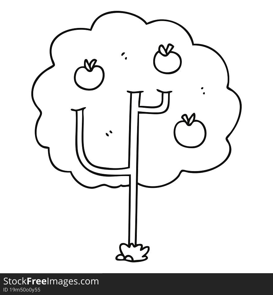 quirky line drawing cartoon tree