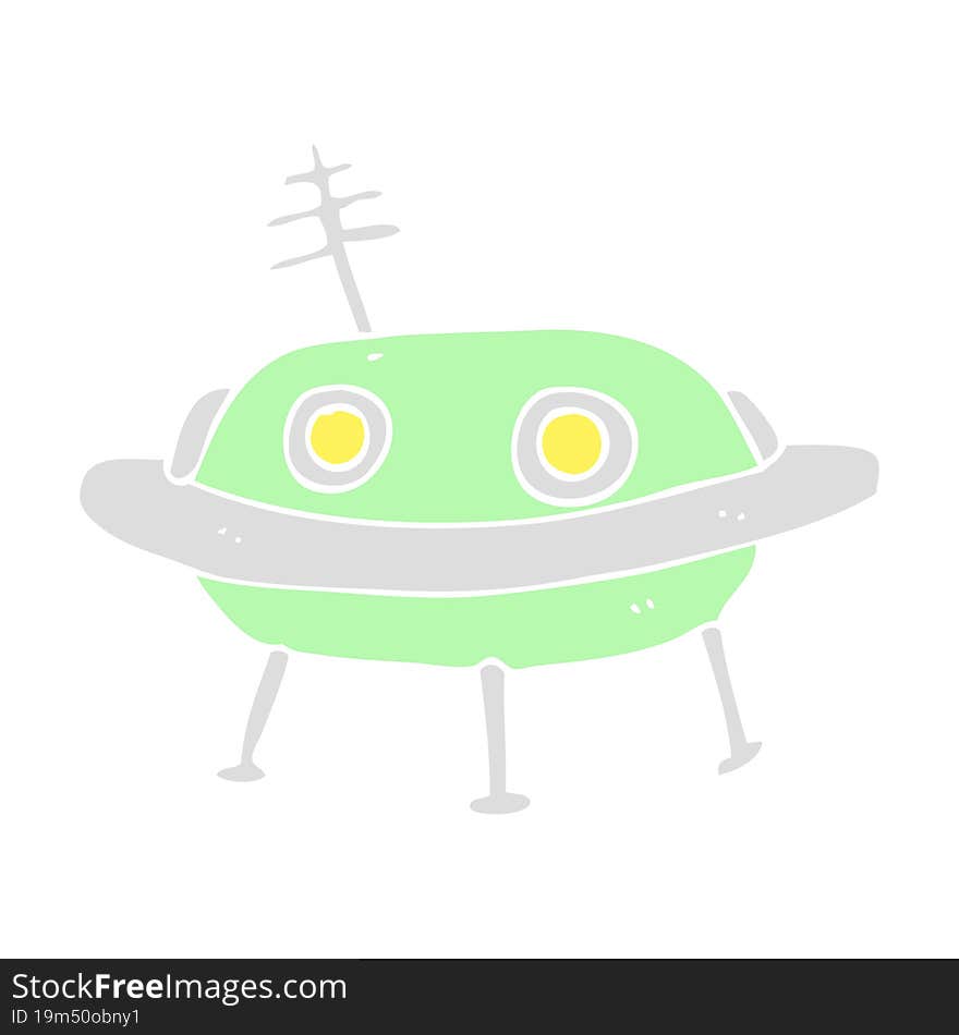 flat color illustration of a cartoon alien spaceship