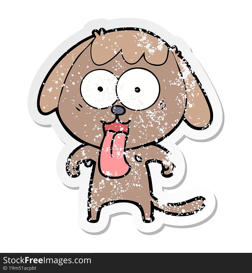 distressed sticker of a cute cartoon dog