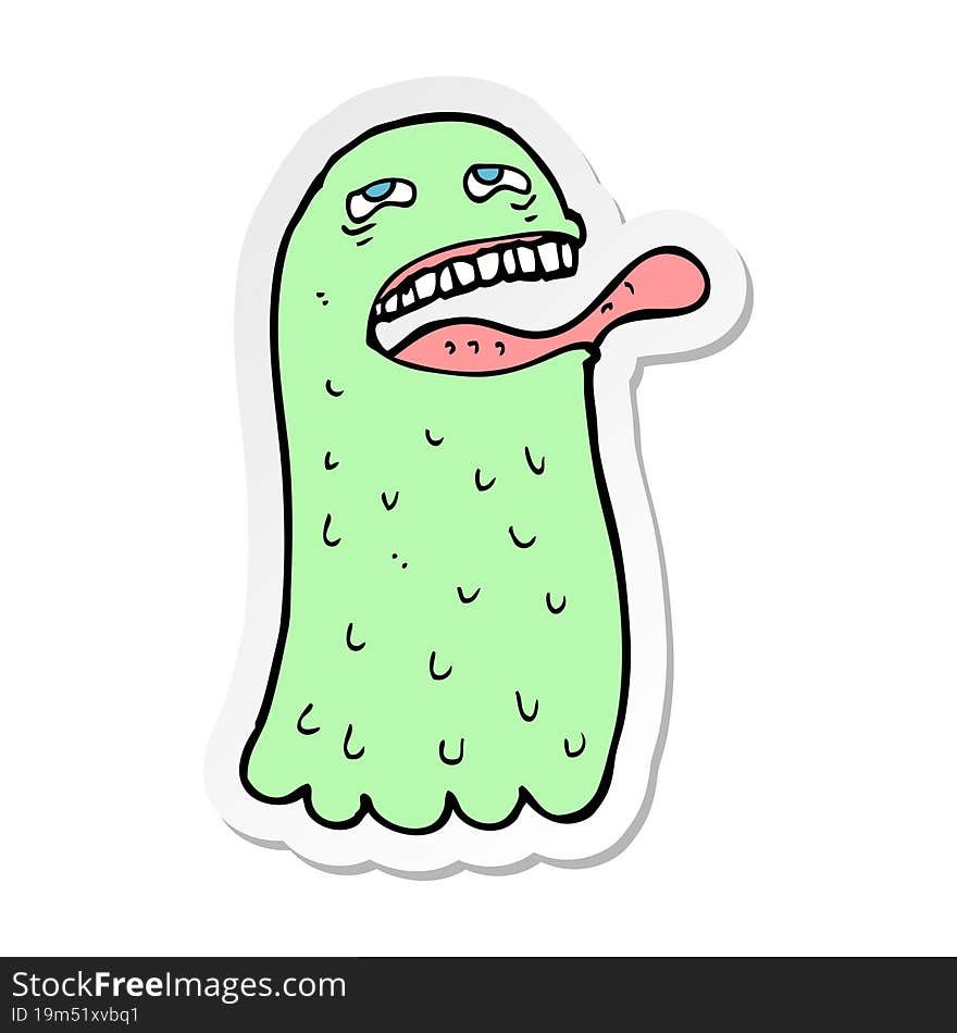 sticker of a cartoon funny ghost