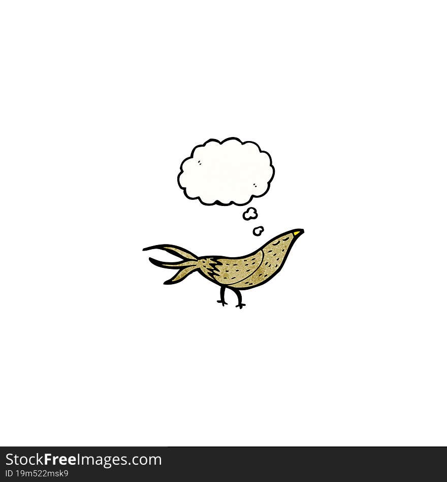 bird with thought bubble cartoon