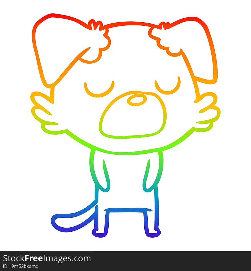 Rainbow Gradient Line Drawing Cartoon Dog