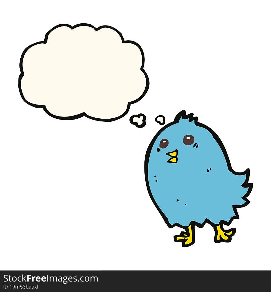 cartoon bluebird with thought bubble