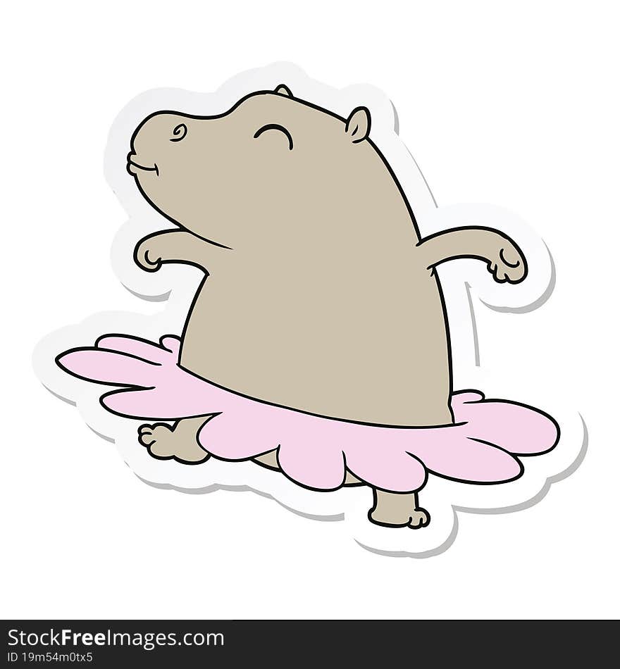 sticker of a cartoon hippo ballerina