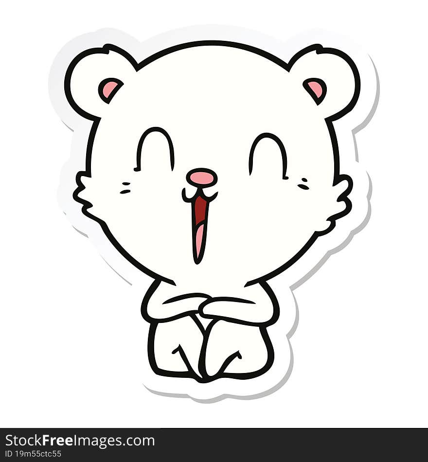 sticker of a happy cartoon polar bear