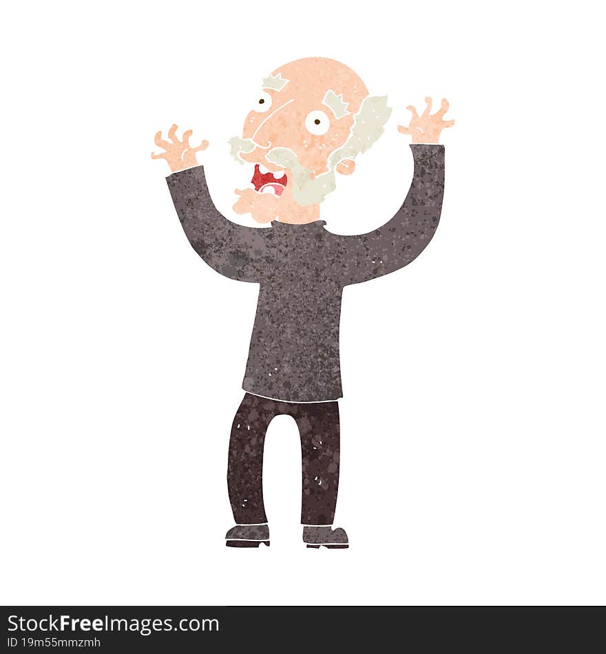 cartoon terrified old man