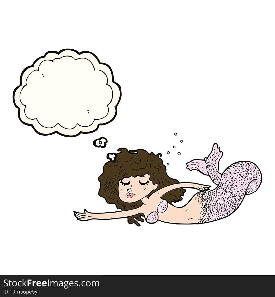 Cartoon Mermaid With Thought Bubble