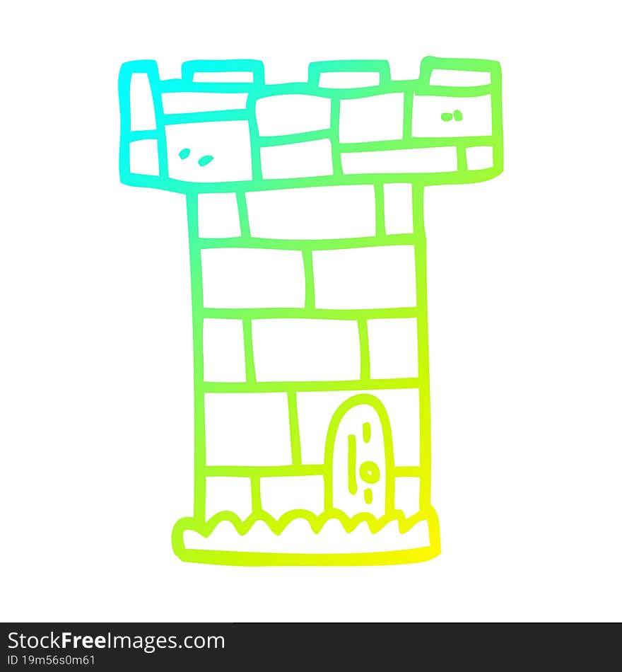 cold gradient line drawing cartoon castle tower