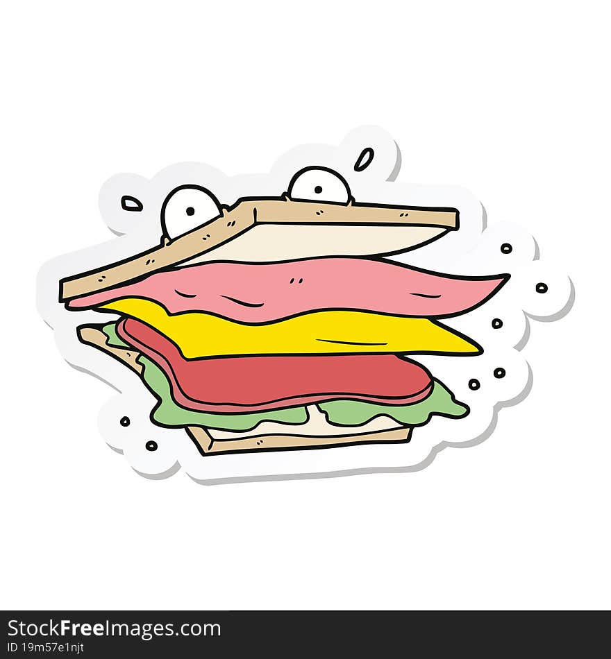 sticker of a sandwich cartoon character