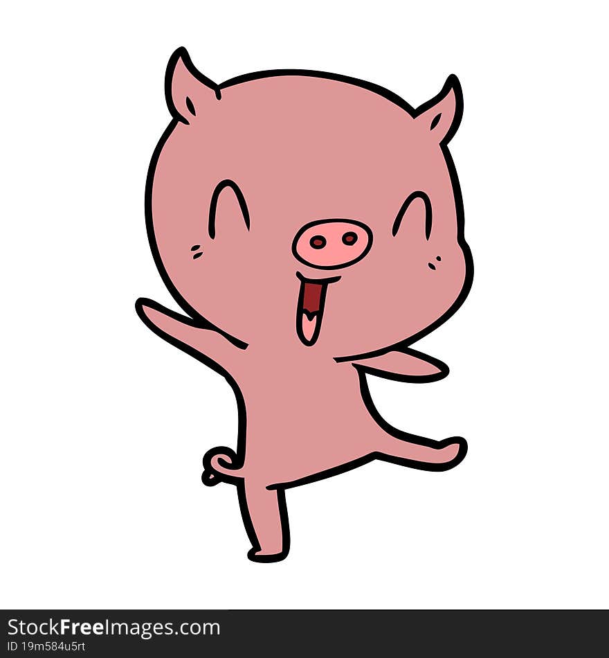 cartoon pig dancing. cartoon pig dancing