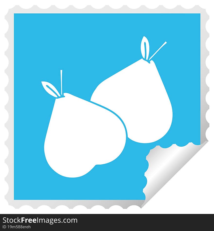 square peeling sticker cartoon of a green pear