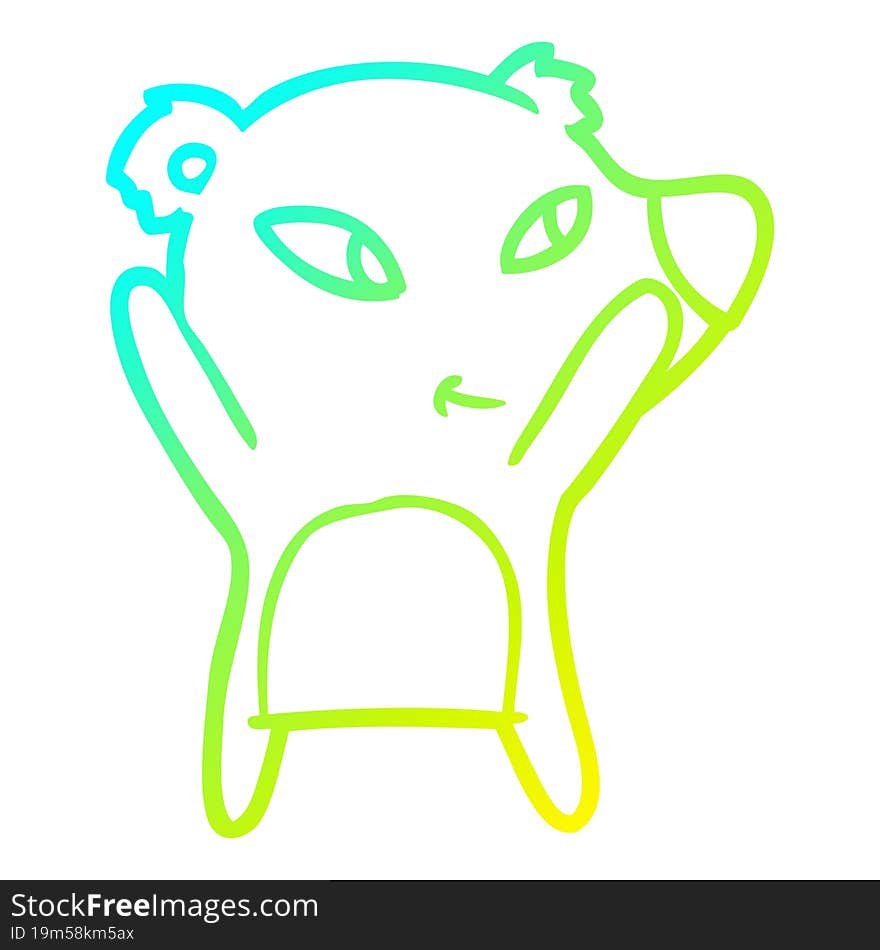 cold gradient line drawing cute cartoon bear