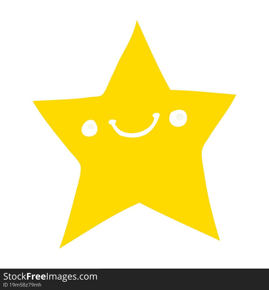 happy flat color style cartoon star