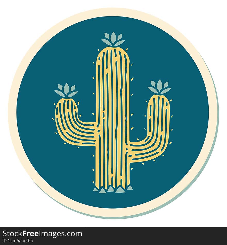 sticker of tattoo in traditional style of a cactus. sticker of tattoo in traditional style of a cactus