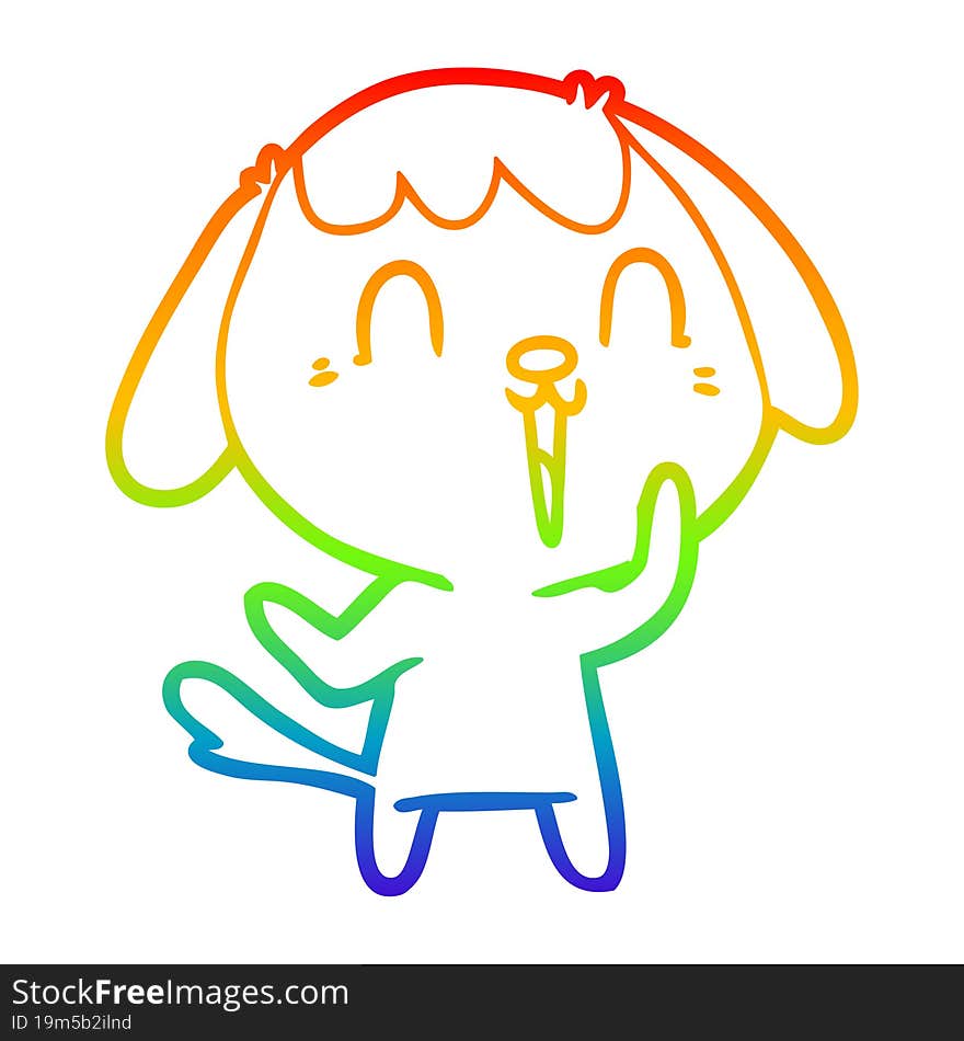 rainbow gradient line drawing of a cute cartoon dog