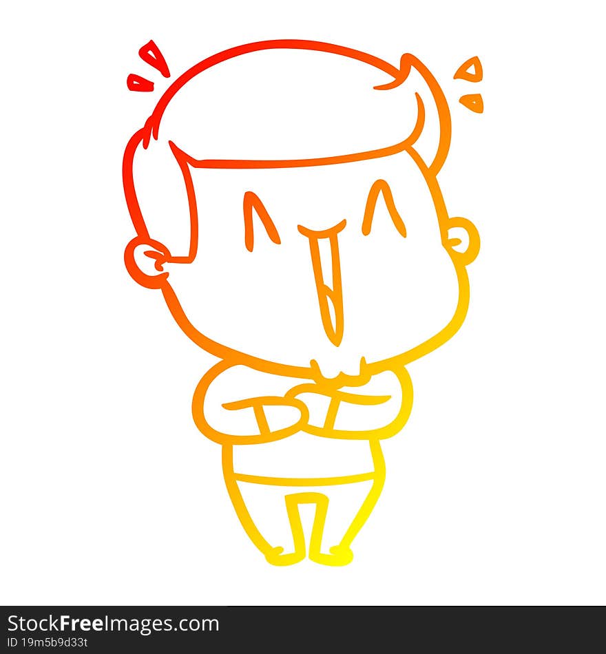 warm gradient line drawing cartoon excited man