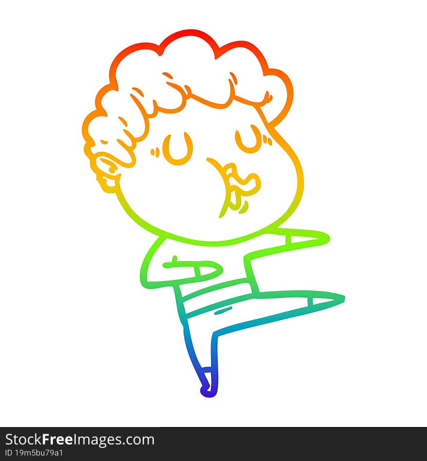 Rainbow Gradient Line Drawing Cartoon Man Singing