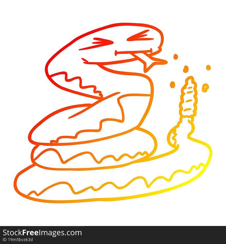 Warm Gradient Line Drawing Cartoon Rattlesnake