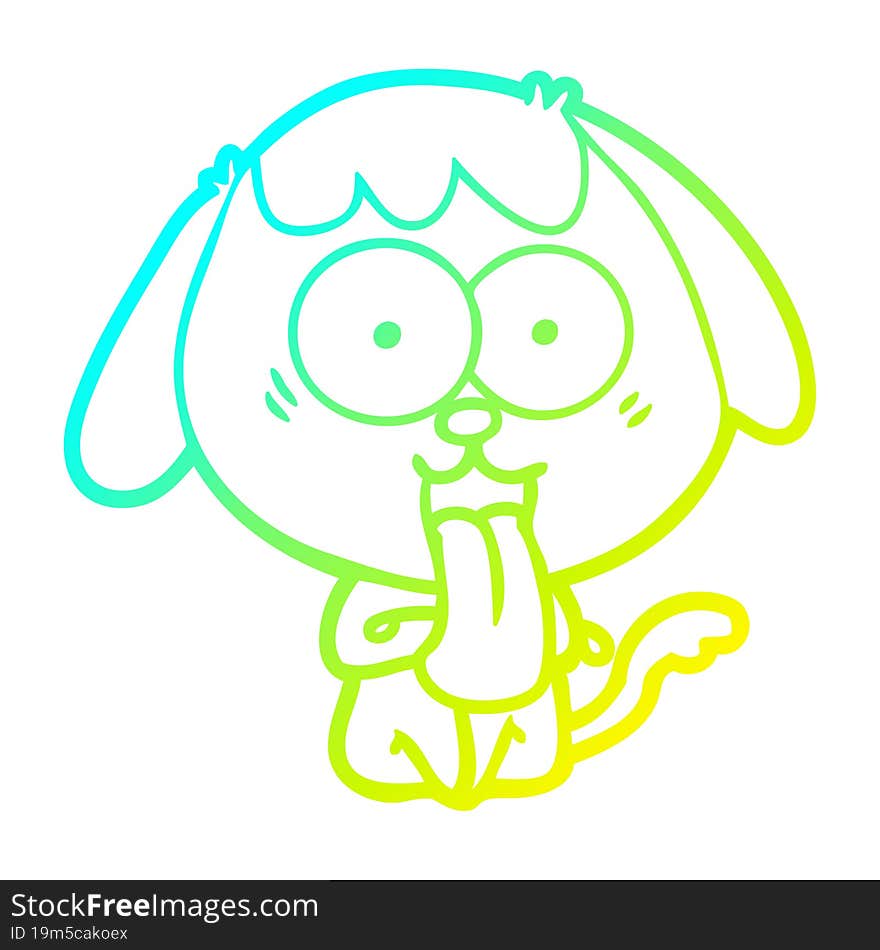 Cold Gradient Line Drawing Cute Cartoon Dog