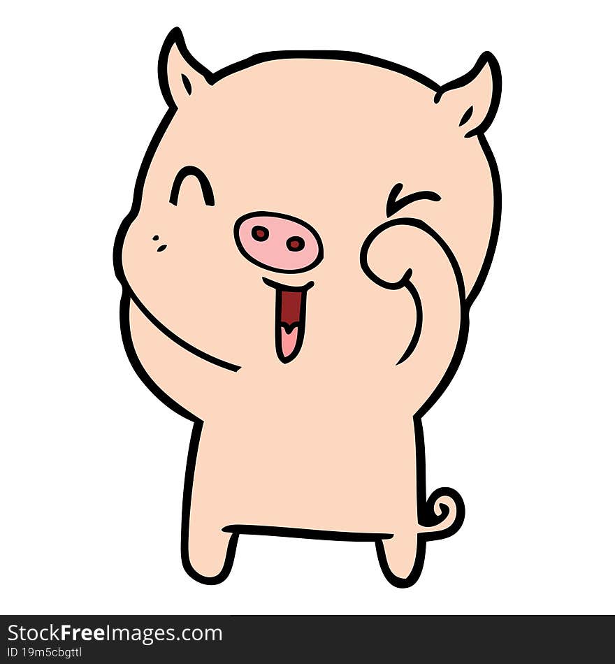 happy cartoon pig. happy cartoon pig