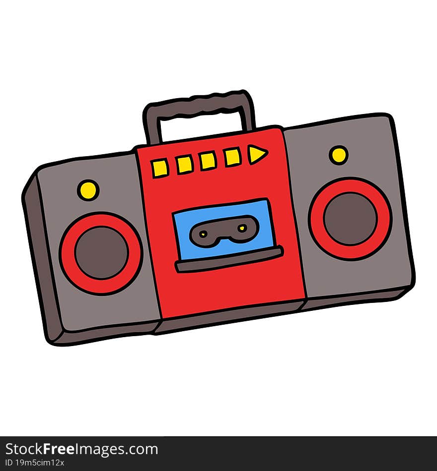 cartoon retro cassette tape player. cartoon retro cassette tape player