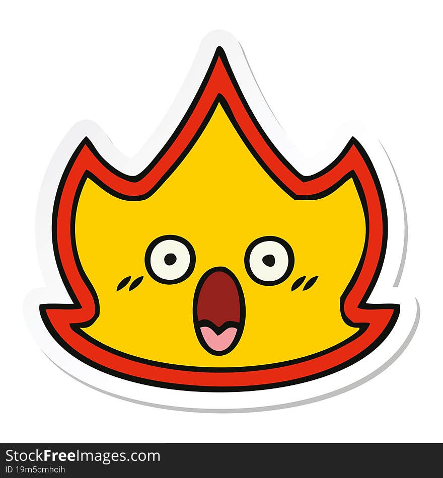 sticker of a cute cartoon fire