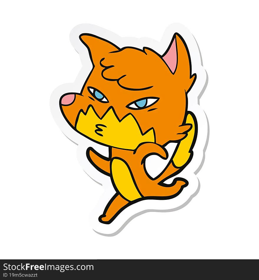 sticker of a clever cartoon fox