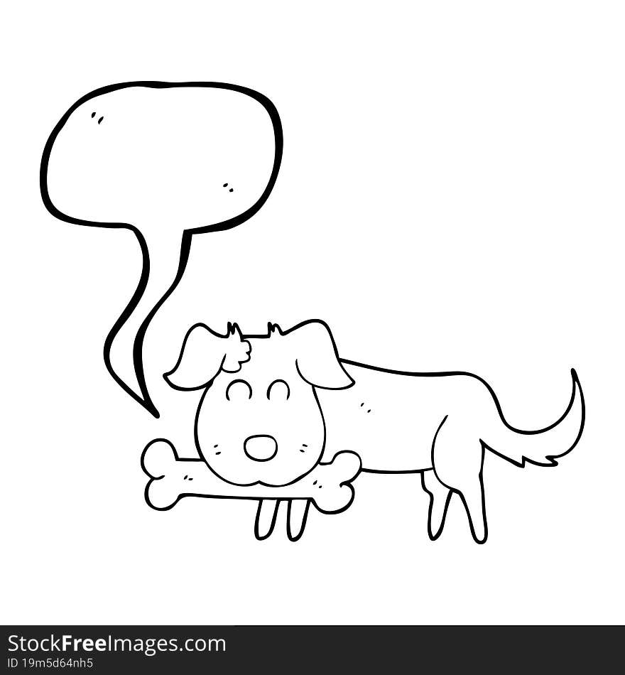 speech bubble cartoon dog with bone