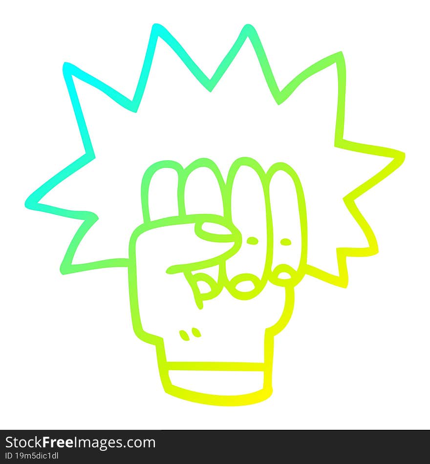 cold gradient line drawing cartoon punching fist