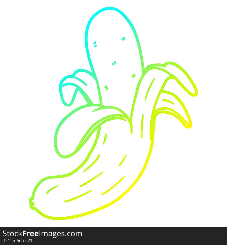 Cold Gradient Line Drawing Cartoon Banana