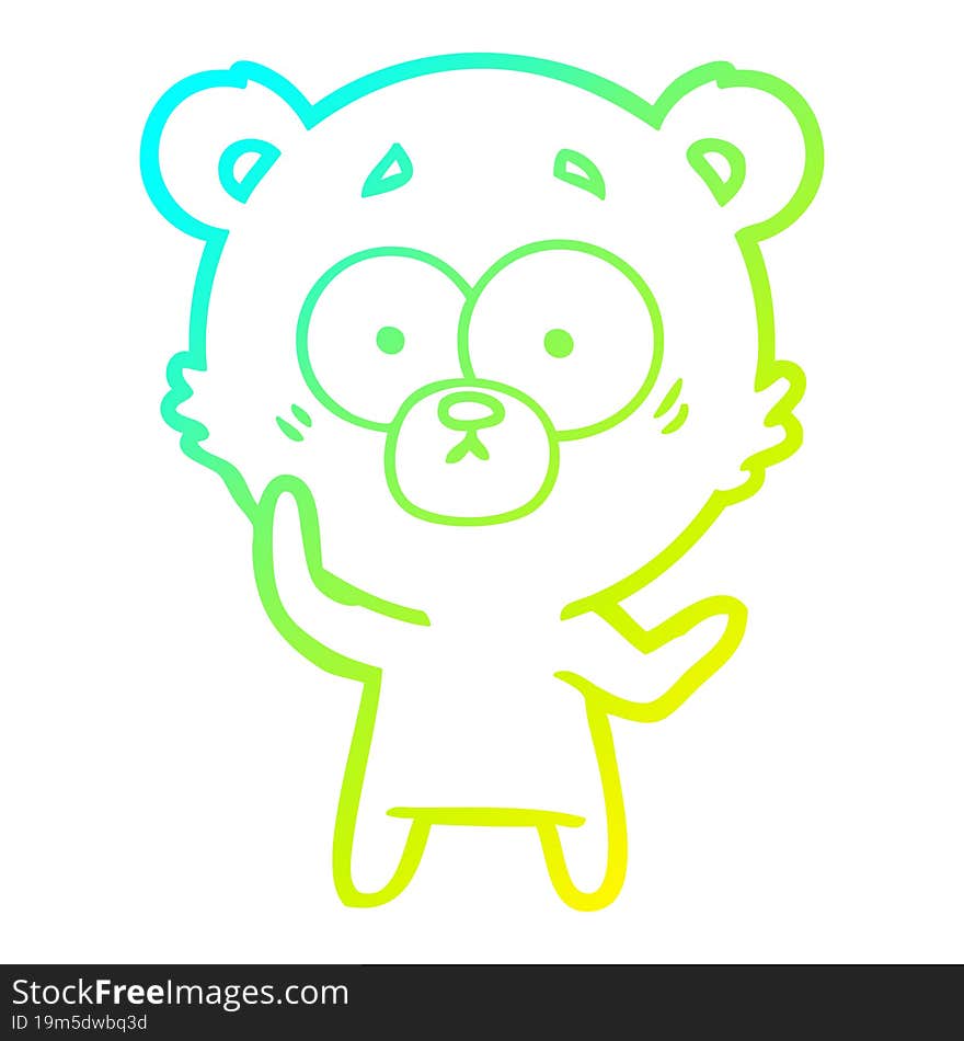 Cold Gradient Line Drawing Surprised Bear Cartoon