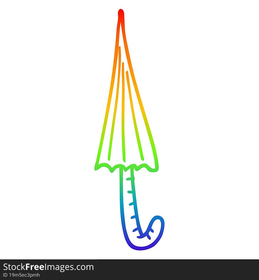 rainbow gradient line drawing cartoon umbrella