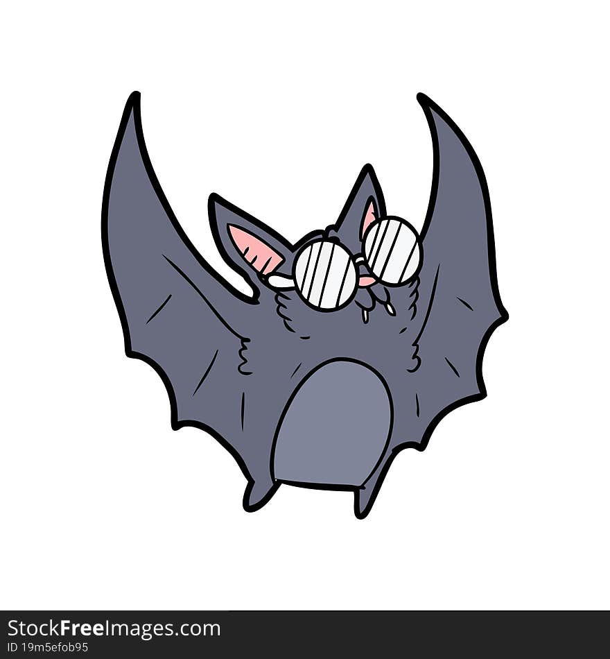 cartoon vampire bat wearing spectacles. cartoon vampire bat wearing spectacles