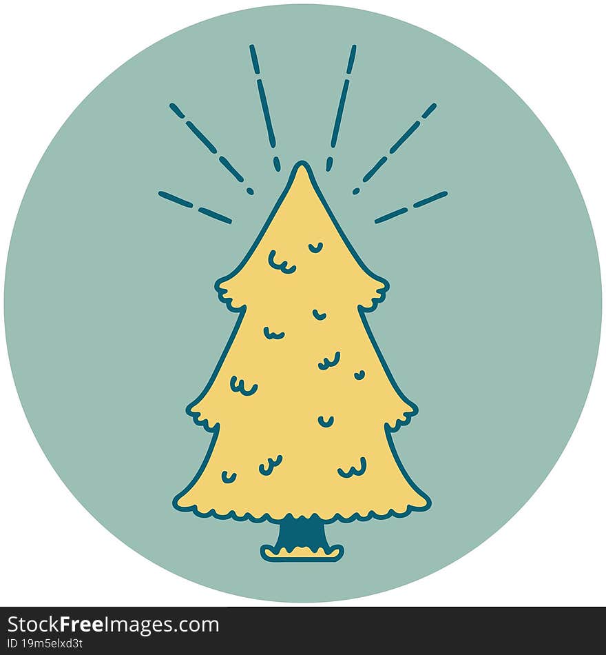 icon of tattoo style pine tree