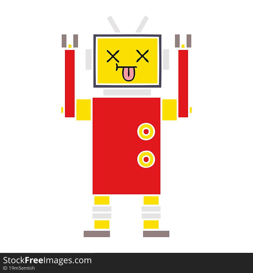 flat color retro cartoon of a robot