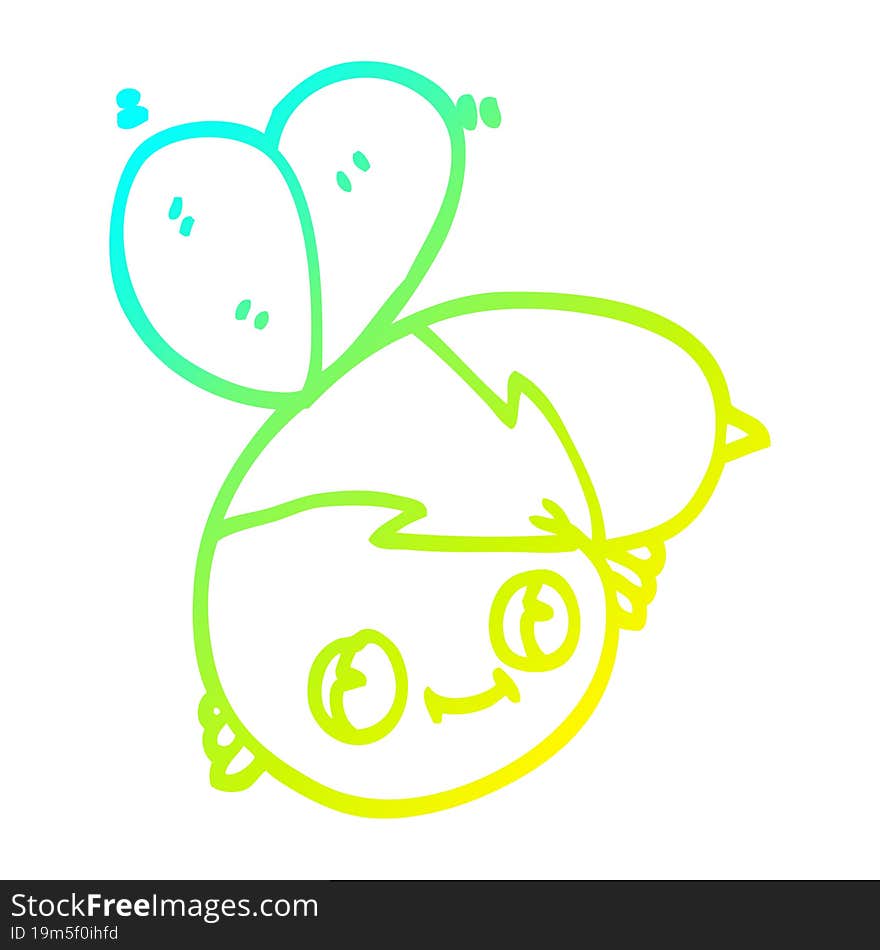 cold gradient line drawing cute cartoon bee