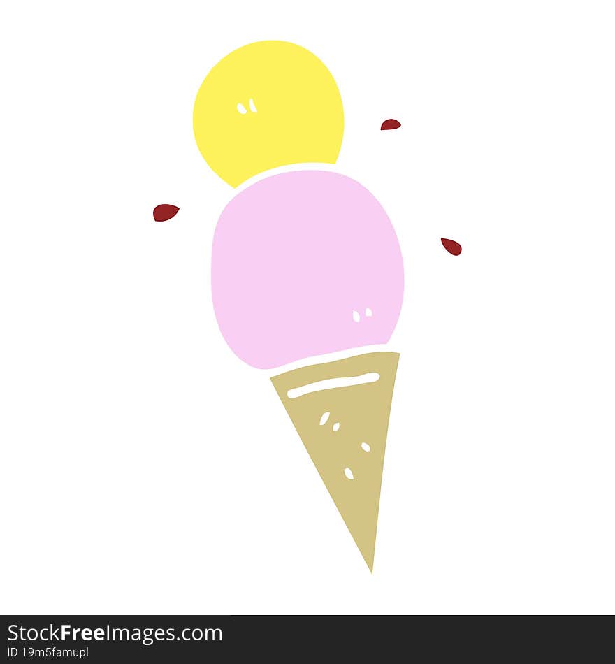 flat color illustration cartoon ice cream cone