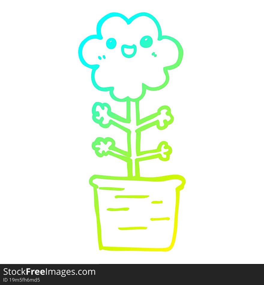 cold gradient line drawing cartoon flower