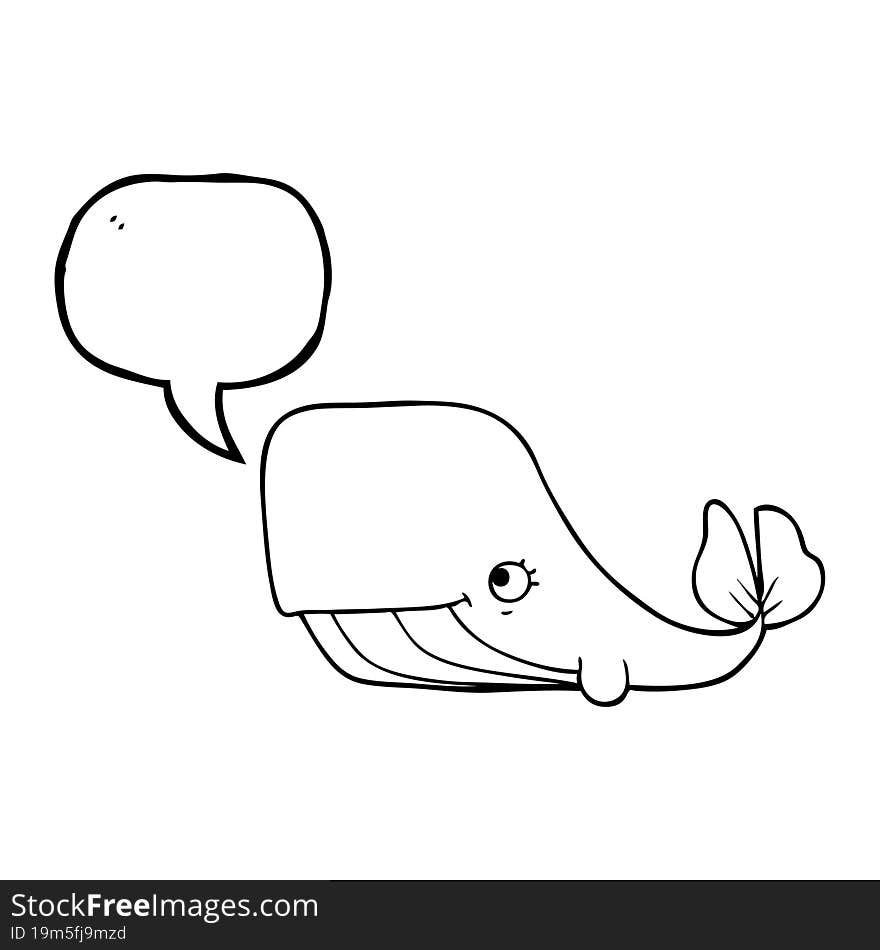 freehand drawn speech bubble cartoon happy whale