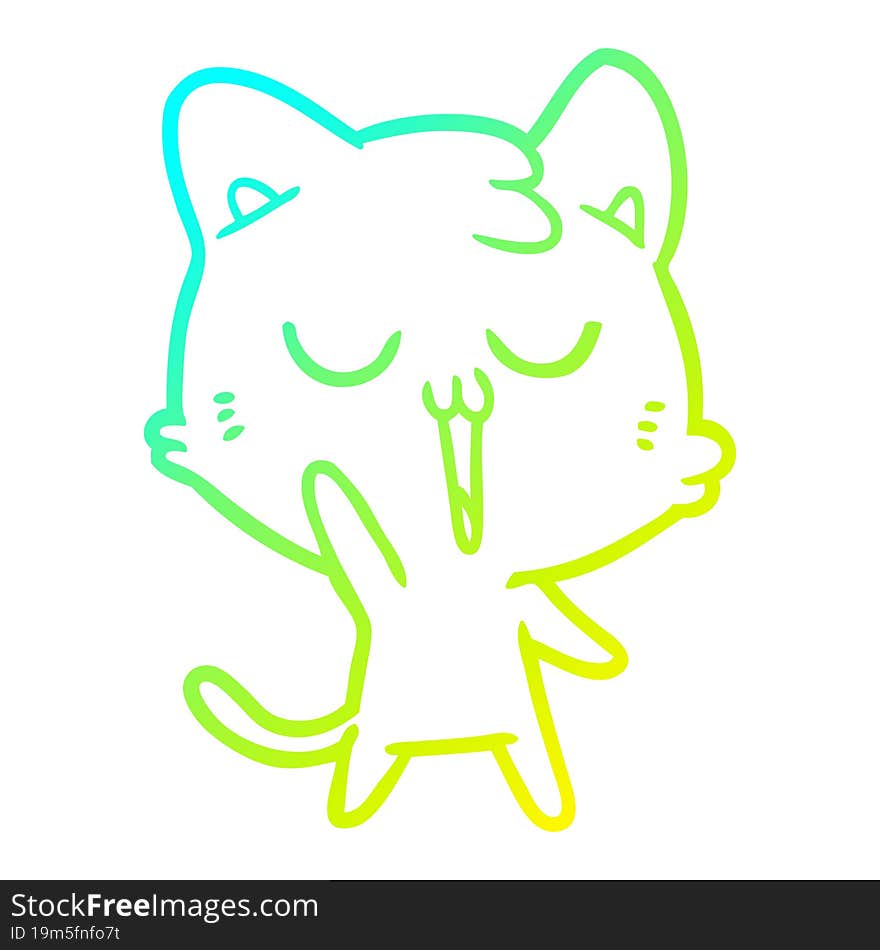 cold gradient line drawing cartoon cat singing