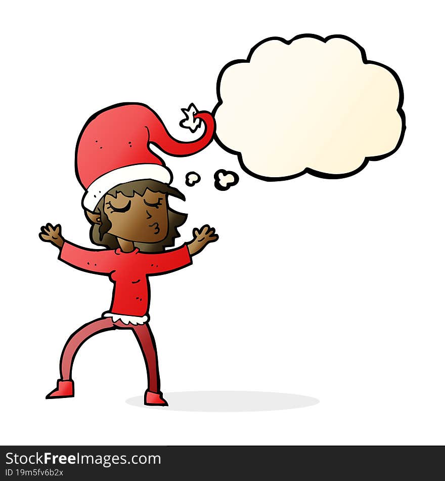 santa s helper cartoon with thought bubble