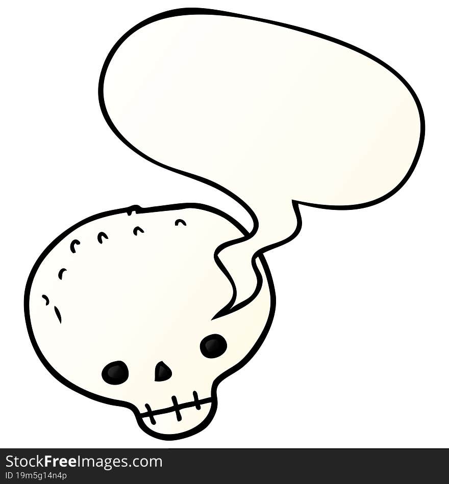 cartoon skull and speech bubble in smooth gradient style