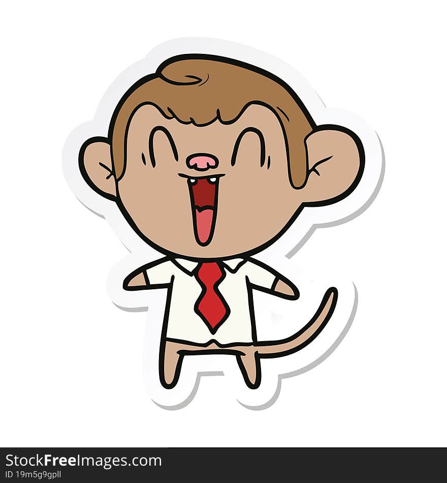 sticker of a cartoon laughing monkey