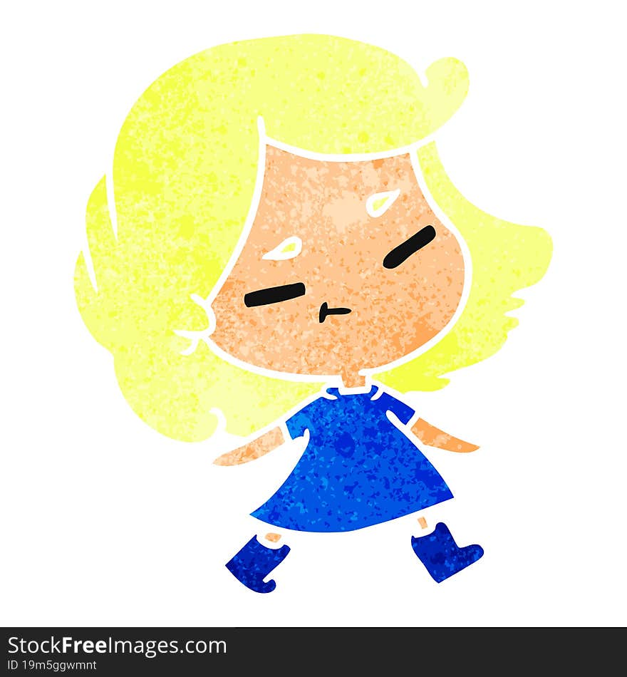 retro cartoon of a cute kawaii girl