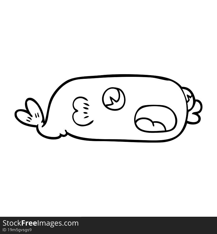 line drawing cartoon of a fish