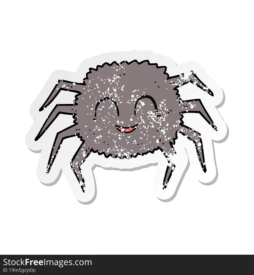 Retro Distressed Sticker Of A Cartoon Spider