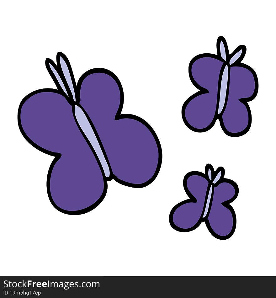 cartoon doodle butterflies