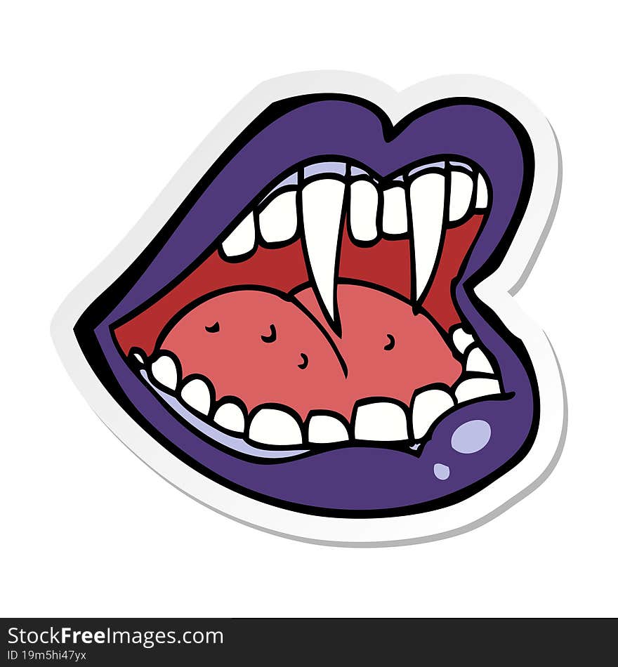 sticker of a cartoon vampire mouth