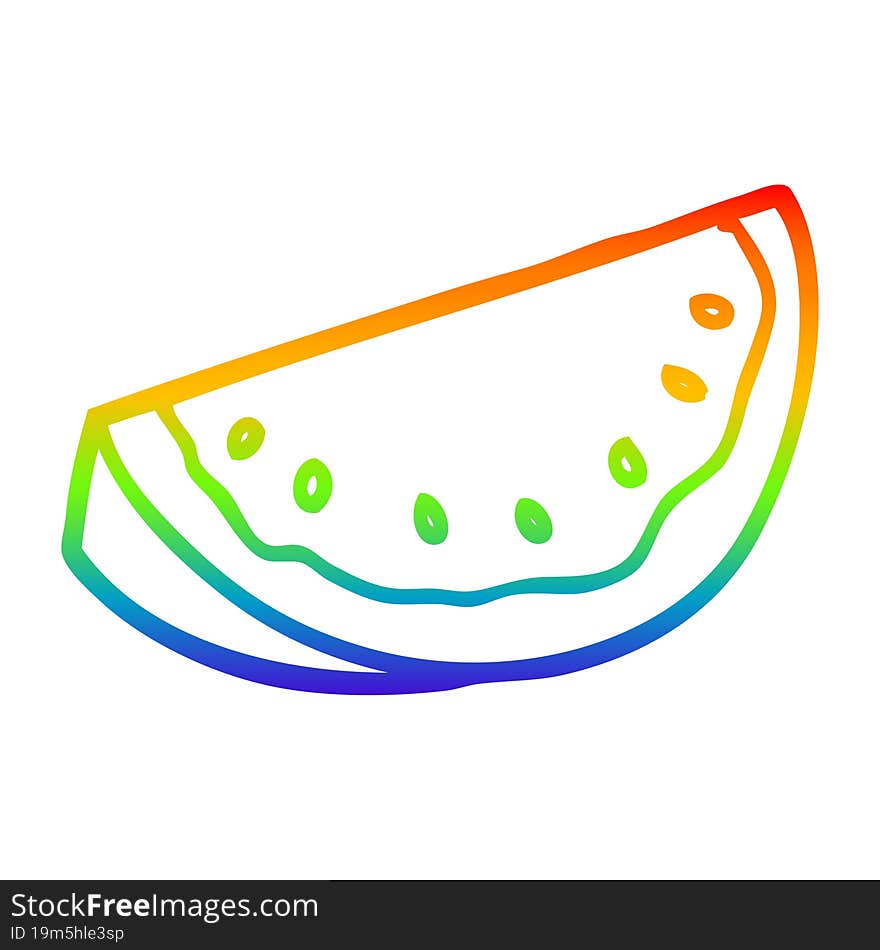 rainbow gradient line drawing cartoon watermelon