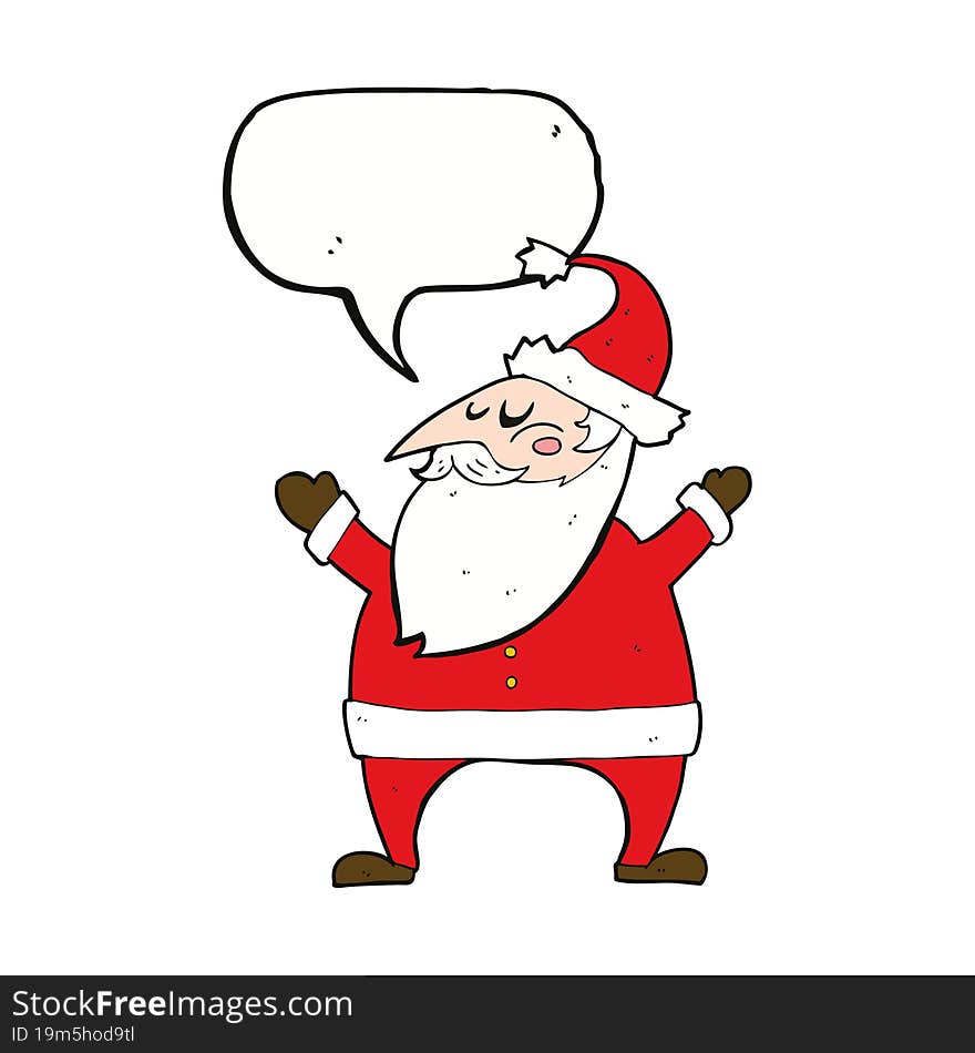 cartoon santa claus with speech bubble